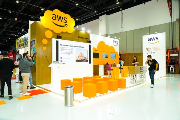 A custom build exhibition stand of AWS